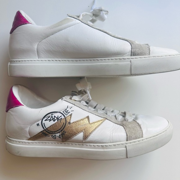 Zadig & Voltaire White and Gold Sneakers with Modern Design - Picture 1 of 11